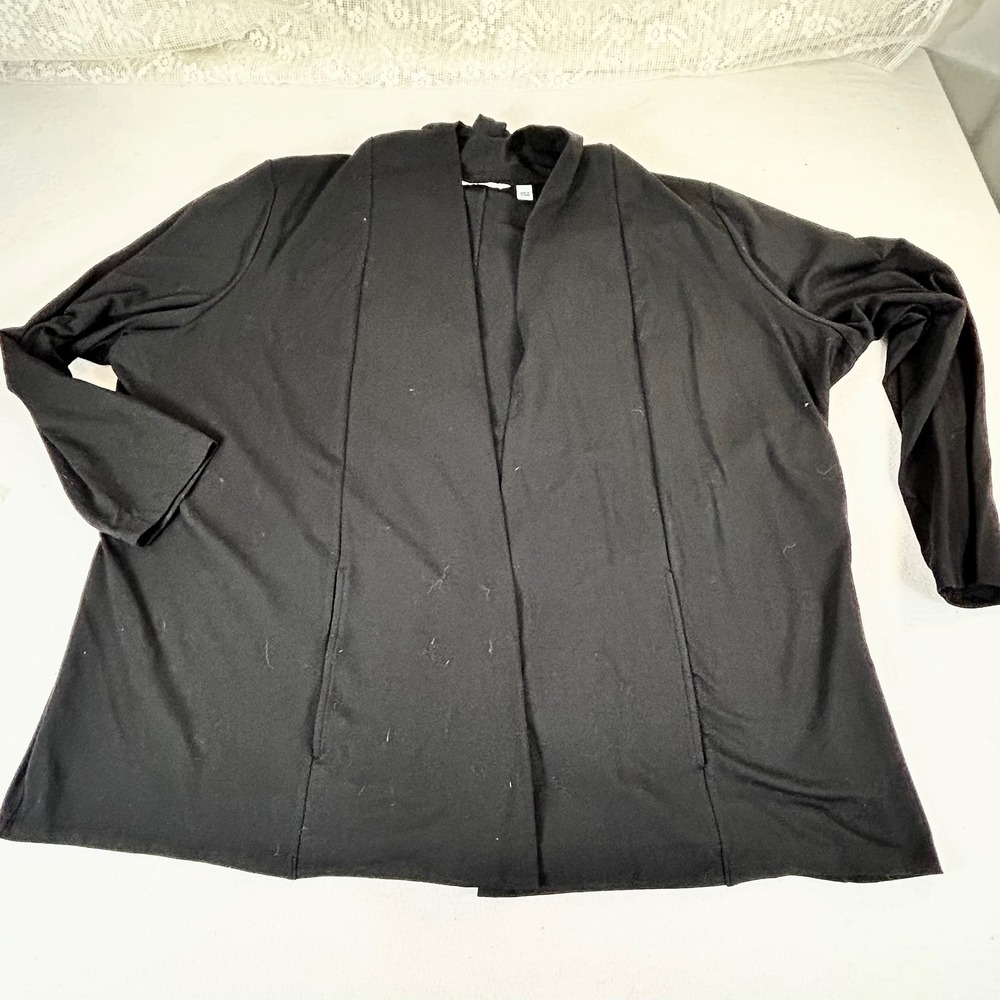 Isaac‎ Mizrahi Live Womens 3X Black Open Front Shawl Collar Cardigan A387519
